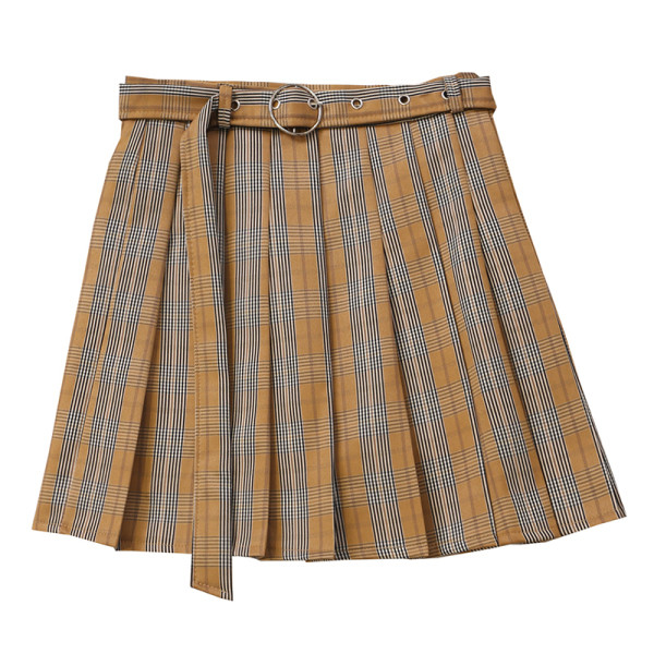 Fusta scurta plisata cu centura si linie A