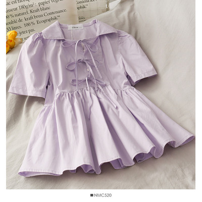 Cămașă de damă decupată cu mâneci scurte și cravate