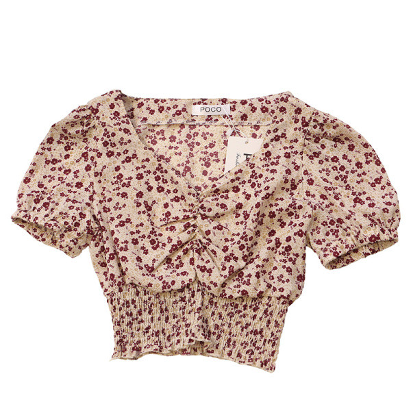 Cămașă de damă cu decolteu în V și mâneci scurte