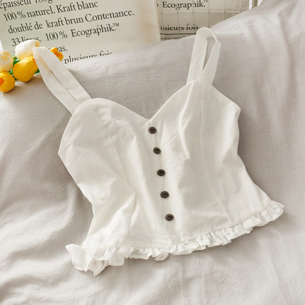 Női lezser felső gombokkal és széles pántokkal