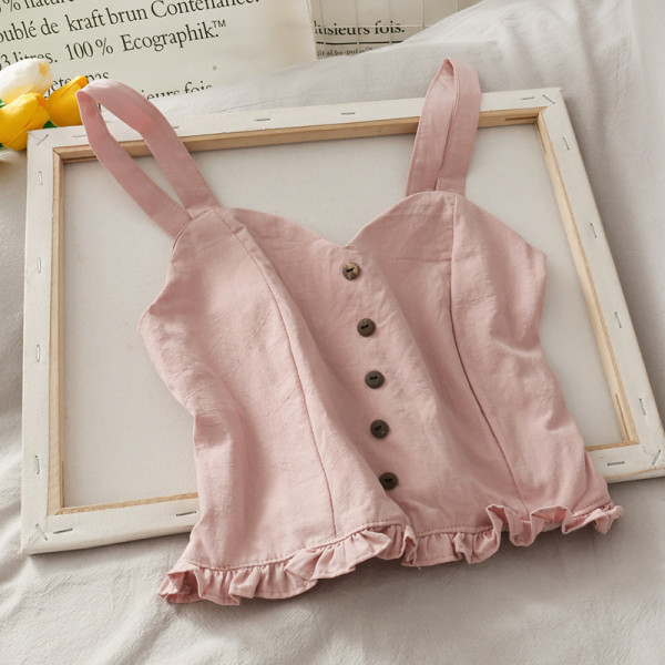 Női lezser felső gombokkal és széles pántokkal