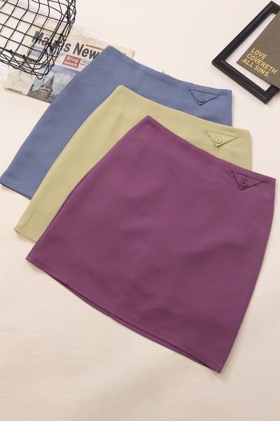 Fusta scurta de dama cu nasture si linie A