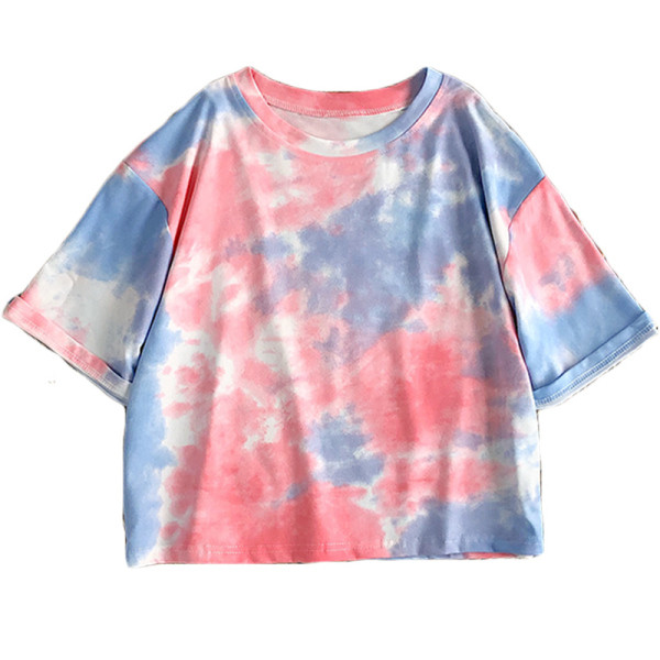 Színes rövid női póló ovális nyakkivágással