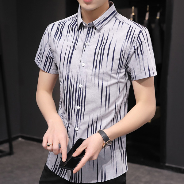 Cămașă elegantă pentru bărbați, cu guler clasic și mâneci scurte