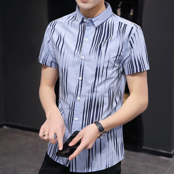 Cămașă elegantă pentru bărbați, cu guler clasic și mâneci scurte