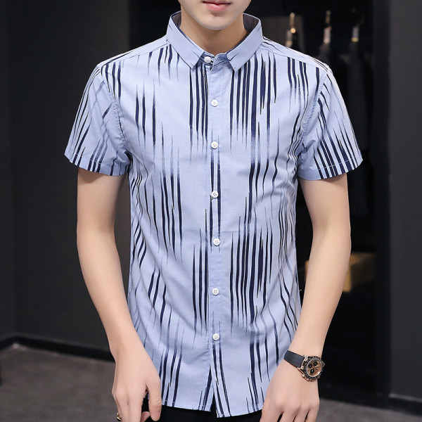 Cămașă elegantă pentru bărbați, cu guler clasic și mâneci scurte