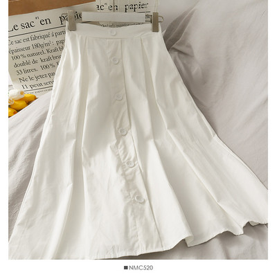 Fusta lunga retro de dama cu talie inalta si nasturi