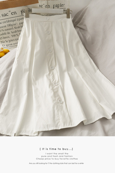 Fusta lunga retro de dama cu talie inalta si nasturi