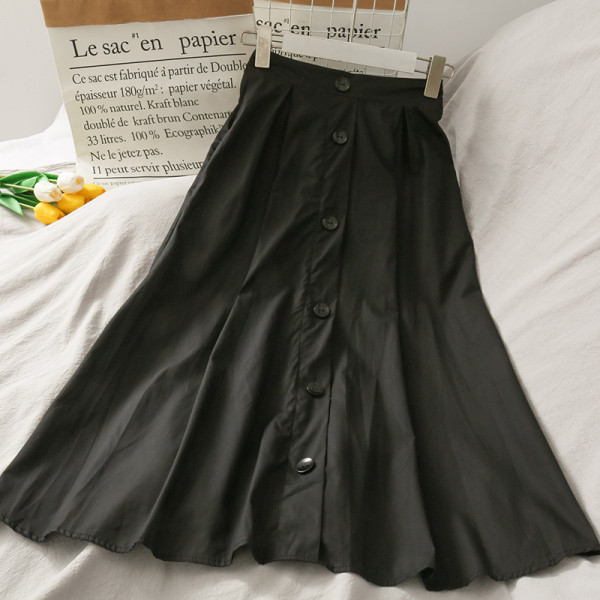 Fusta lunga retro de dama cu talie inalta si nasturi