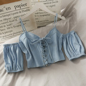 Bluză de damă modernă cu mâneci căzute și cravate