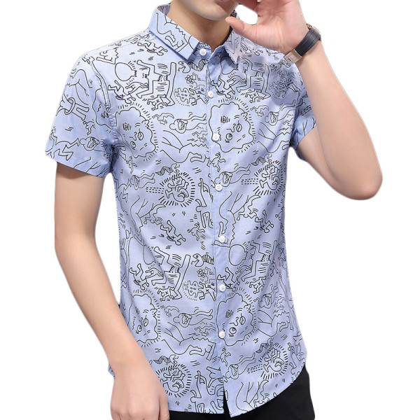 Új modell férfi ing rövid ujjal és klasszikus gallérral