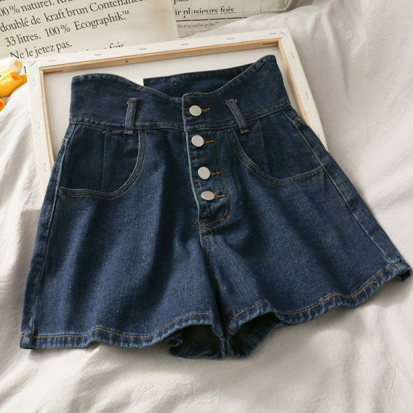 Blugi scurti moderni de dama cu talie inalta - model larg