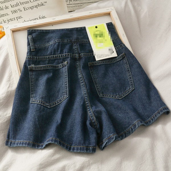 Blugi scurti moderni de dama cu talie inalta - model larg