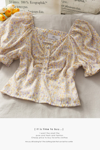 Lilleline naiste pluus spits kaelusega ja lühikeste varrukatega