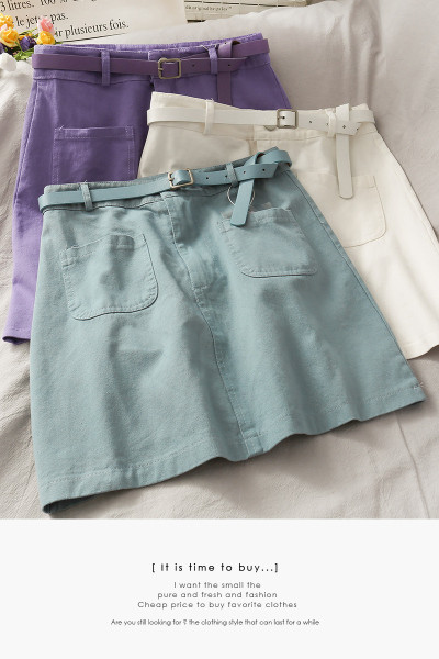 Retro naiste seelik kõrge vöökoha ja nahast vööga