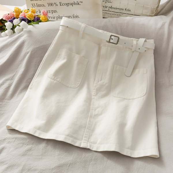 Retro naiste seelik kõrge vöökoha ja nahast vööga