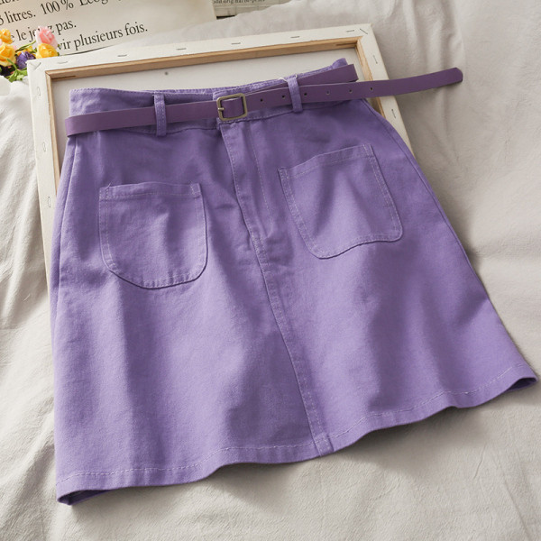 Retro naiste seelik kõrge vöökoha ja nahast vööga