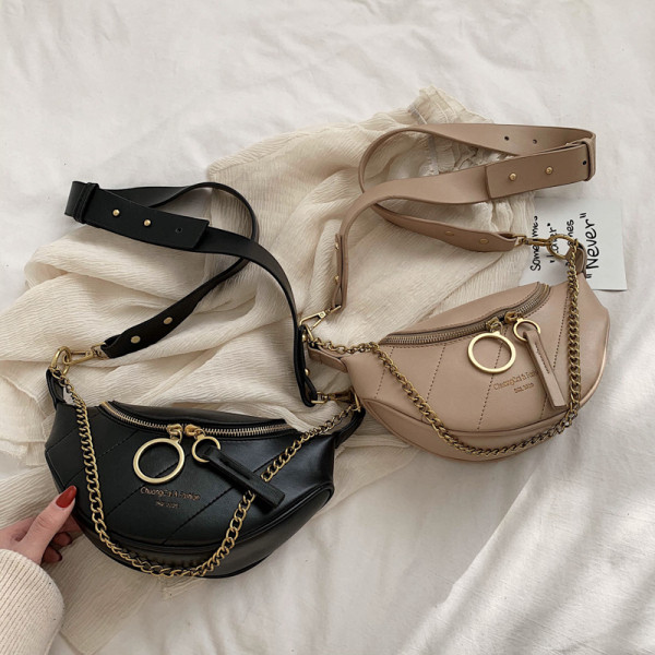 Öko-nahast moodne lukuga ja pika sangaga naistekott