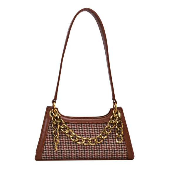 Geanta de dama mini in carouri eleganta din piele ecologica