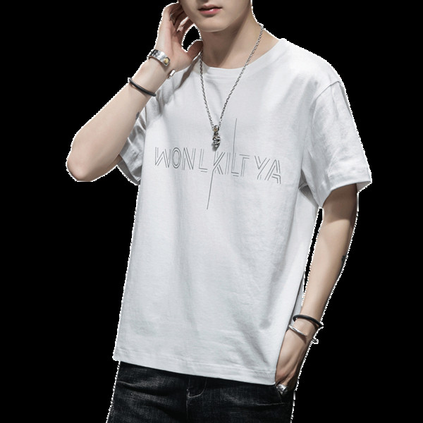 Tricou de bărbați actual cu inscripție și decolteu rotund