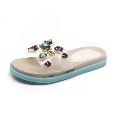 Uus mudel naiste sussid elemendiga - värvilised kivid