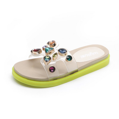 Uus mudel naiste sussid elemendiga - värvilised kivid