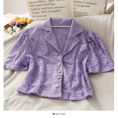 Cămașă retro damă din dantelă cu nasturi perlați