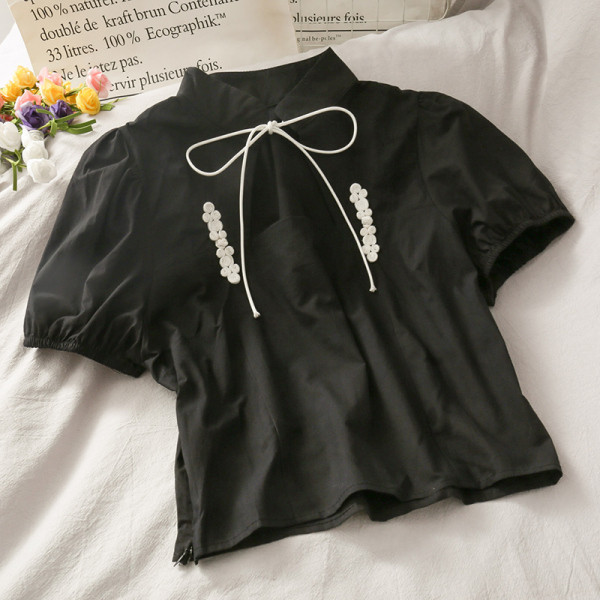 Cămașă retro de damă cu parte decupată și cravate