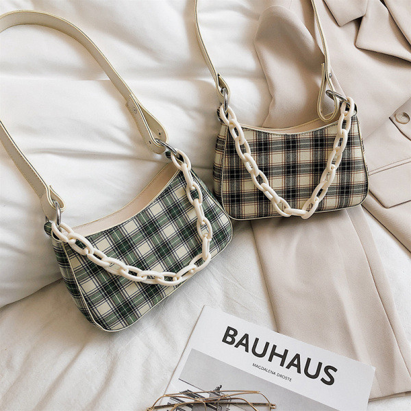 Mini geantă în carouri de zi cu zi pentru femei