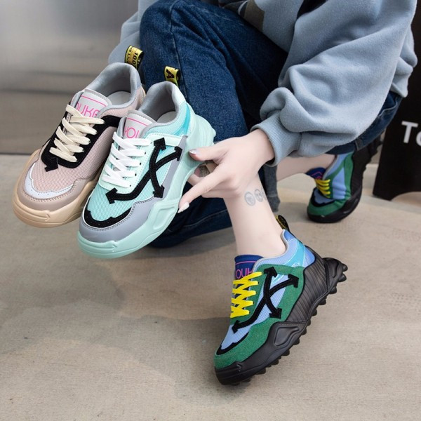 Adidași sport și casual de damă, cu talpă aspră și cravate colorate