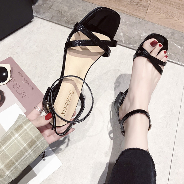 Sandale de dama cu toc patrat si bretele