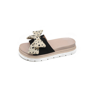 Papuci dama cu talpa inalta si panglica