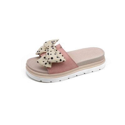 Papuci dama cu talpa inalta si panglica