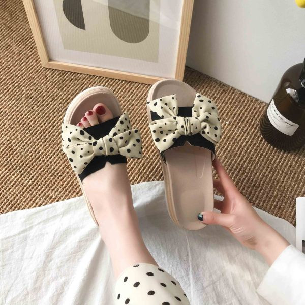 Papuci dama cu talpa inalta si panglica