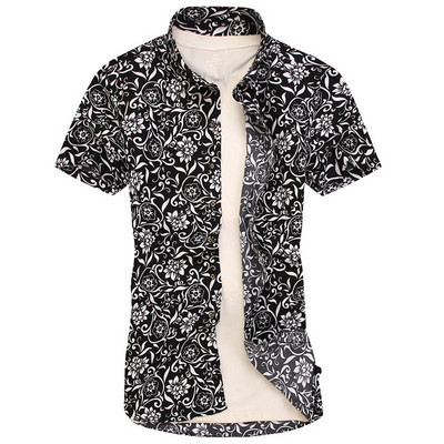 Cămașă de vară pentru bărbați cu mâneci scurte și motive florale