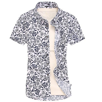 Cămașă de vară pentru bărbați cu mâneci scurte și motive florale