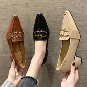 Pantofi de dama din piele ecologica model cu varf si toc patrat