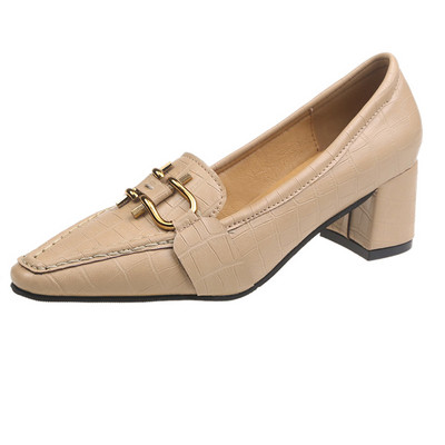 Pantofi de dama din piele ecologica model cu varf si toc patrat