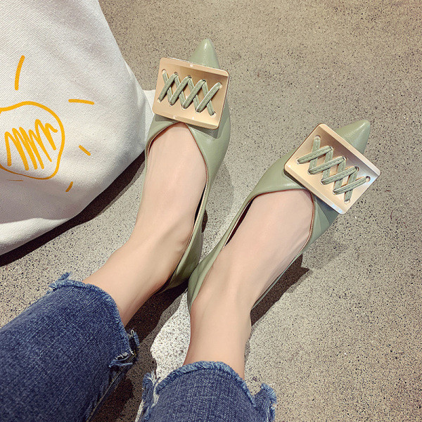 Pantofi casual dama din piele cu catarama metalica