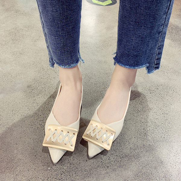 Pantofi casual dama din piele cu catarama metalica