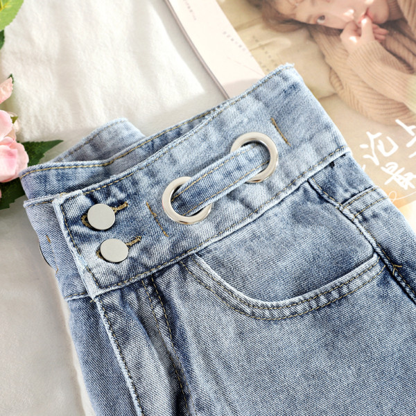 Pantaloni scurți casual de damă din denim cu talie înaltă