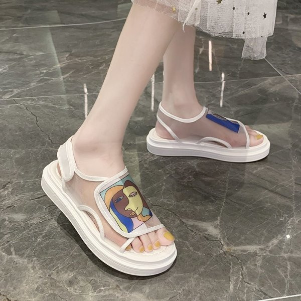 Model nou de sandale dama cu aplicatie colorata