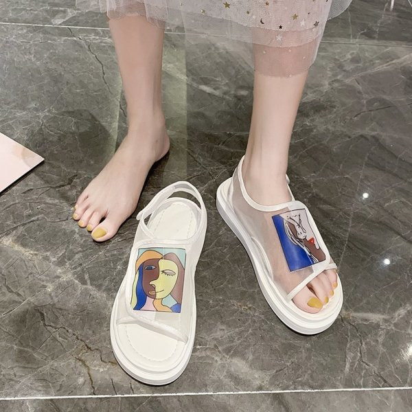 Model nou de sandale dama cu aplicatie colorata