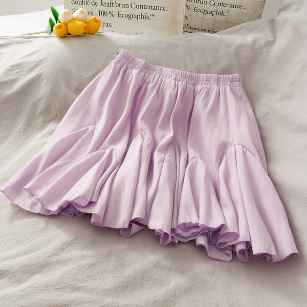 Moderns sieviešu komplekts no svārkiem un blūzes ar augstu jostasvietu ar lotosa piedurknēm