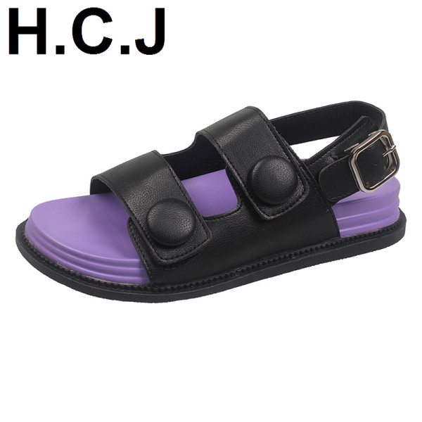 Sandale de dama din piele cu talpa plata