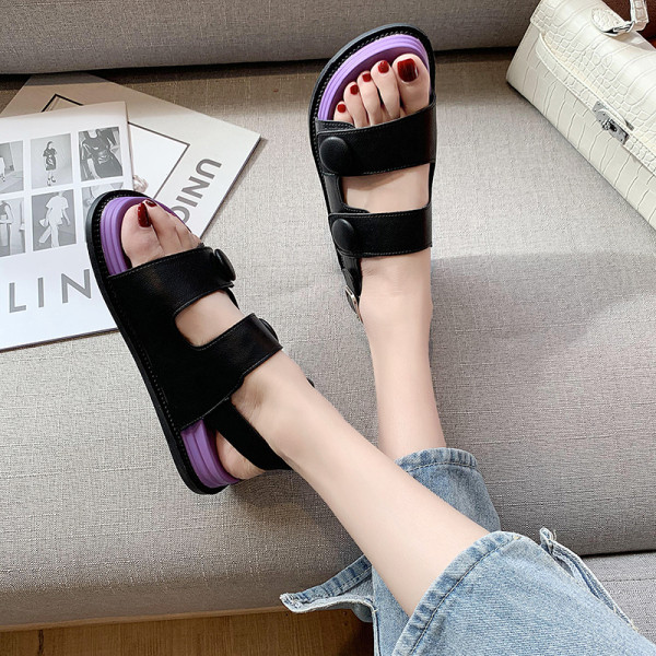 Sandale de dama din piele cu talpa plata