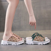 Papuci noi de dama cu talpa inalta si cravate element