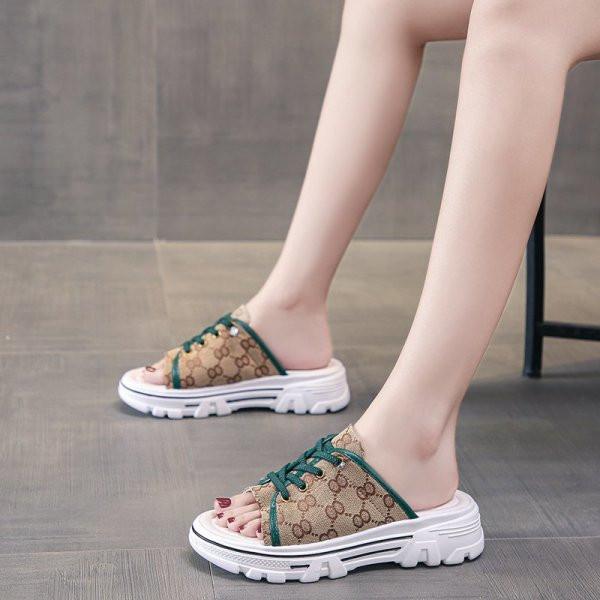 Papuci noi de dama cu talpa inalta si cravate element