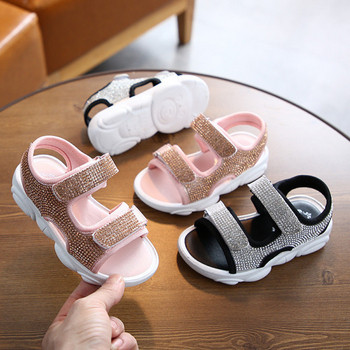 Модерни детски сандали с камъни и лепенки за момичета
