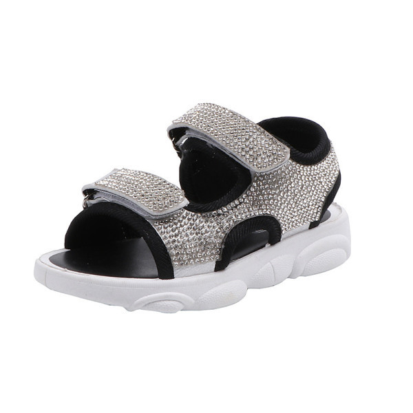 Modern gyerekszandál kövekkel és matricákkal lányoknak